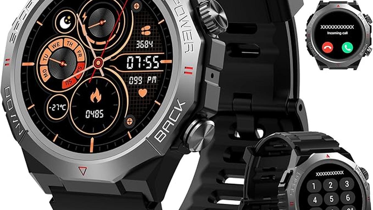 Smartwatch Militare Uomo Donna Chiamate Fitness Tracker 110 Modalità Sportive IP68 Cardiofrequenzimetro Nero