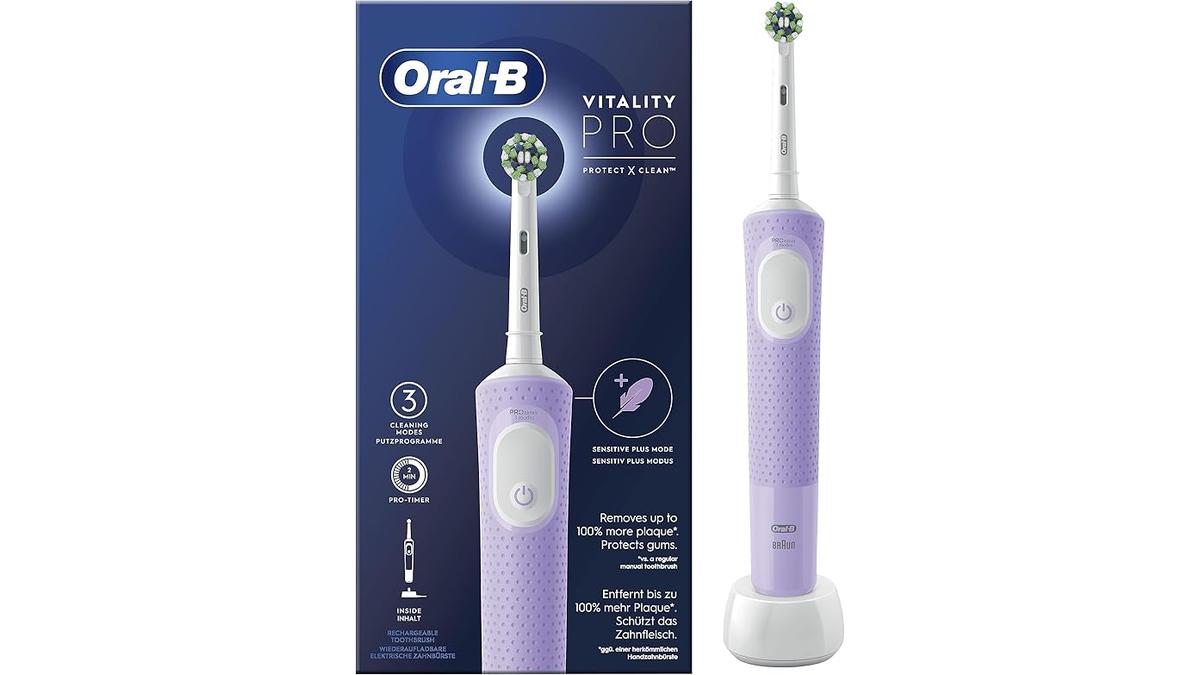 Spazzolino Elettrico Ricaricabile Oral-B Vitality Pro 3 Modalità Viola Idea Regalo
