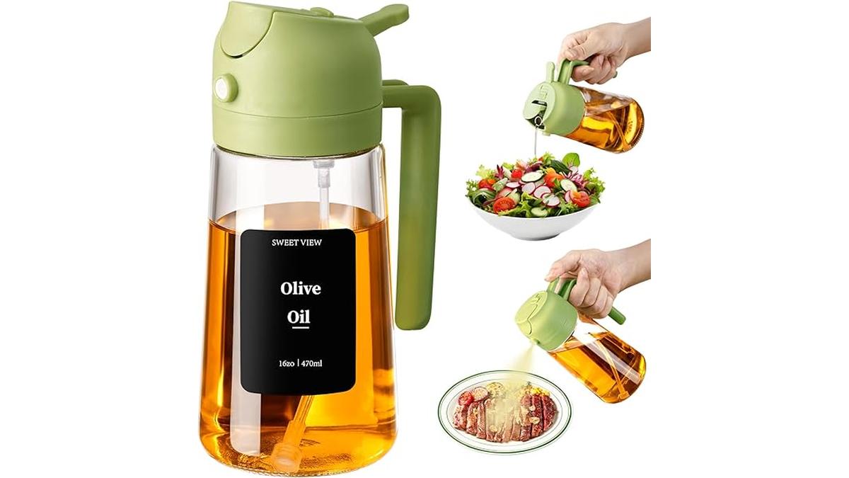 Spruzzatore Olio 2in1 Verde 470ml per Friggitrice Aria e Cucina
