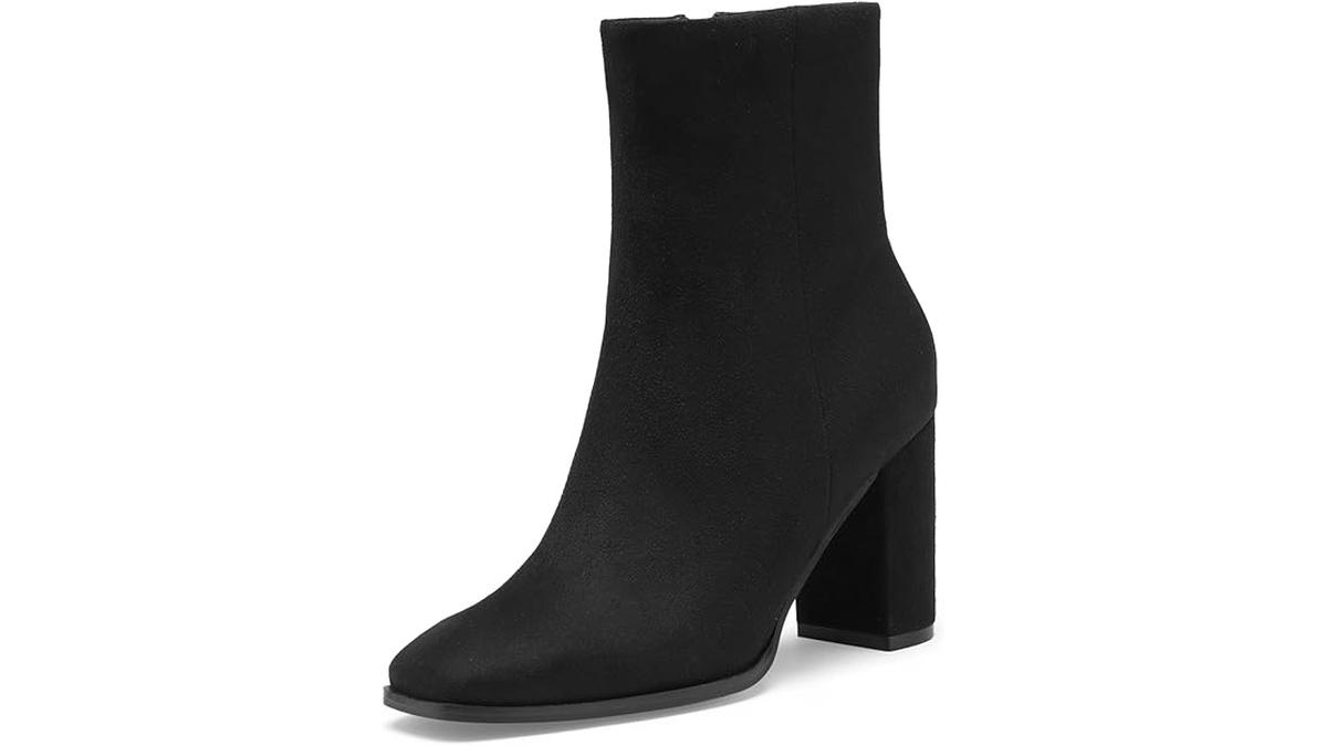 Stivaletti da donna tacco grosso 8 cm punta quadrata cerniera laterale