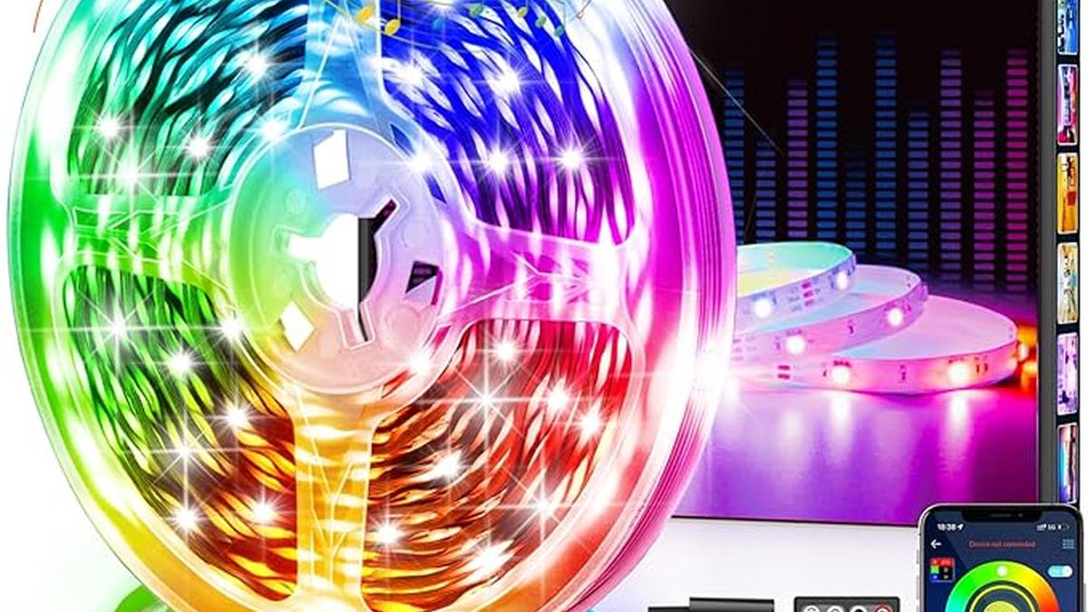Striscia LED Multicolor 10 Metri Bluetooth RGB per Camera da Letto e Decorazioni con Sincronizzazione Musicale