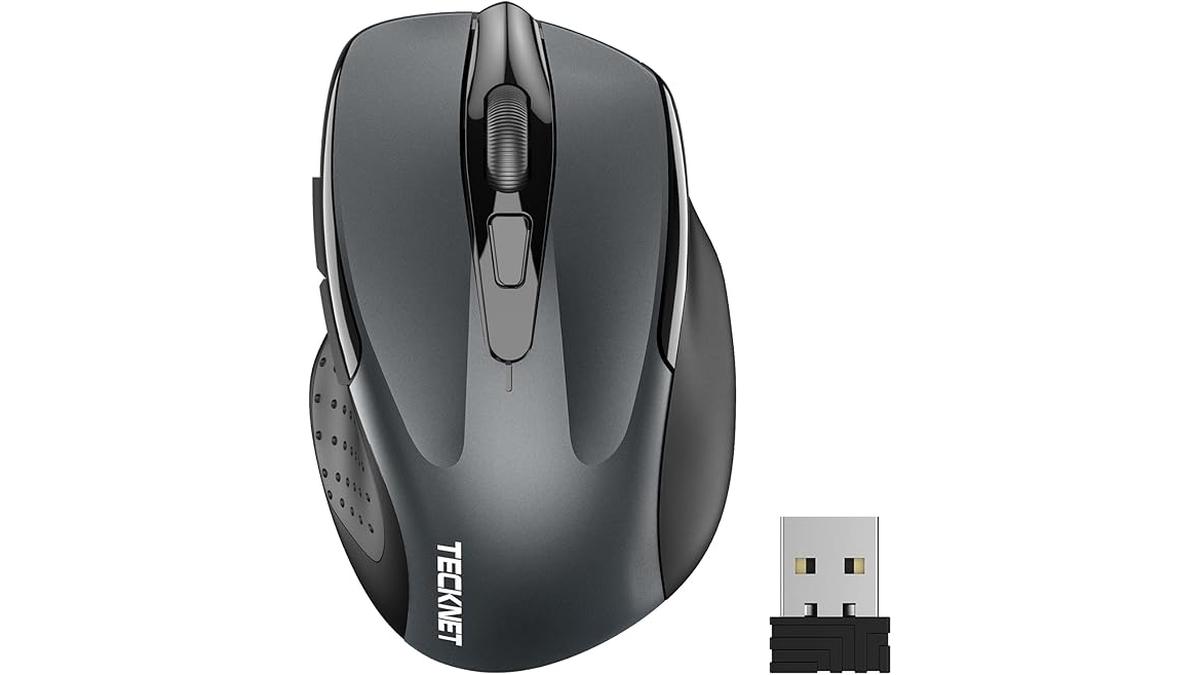 TECKNET PRO Mouse Wireless Ergonomico 2600 DPI 6 Pulsanti USB Nano Compatibile PC Mac Laptop