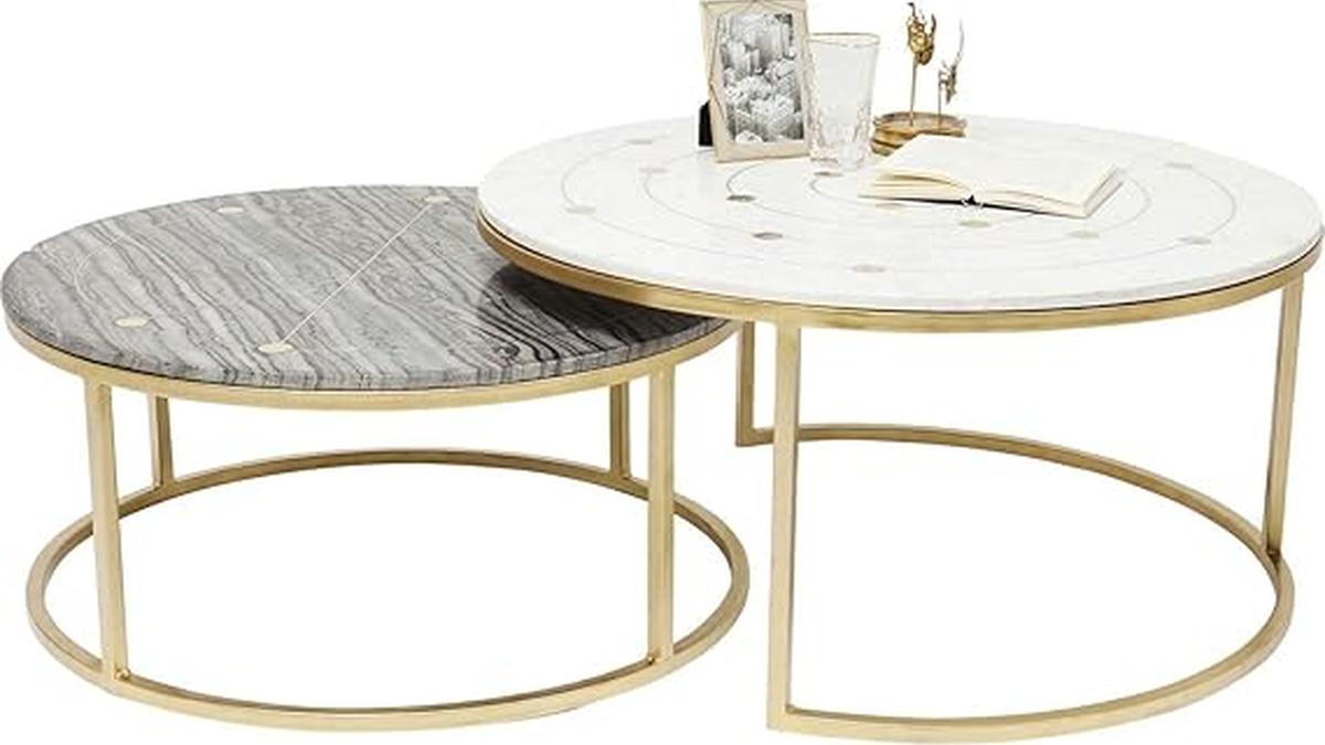 Tavolino Mystic Round Kare Design Marmo 90cm 55x90x90