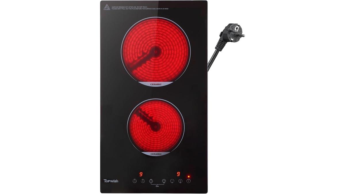 “Topwish 2 Fuochi Vetroceramica 30cm Piano Cottura Timer 3000W”