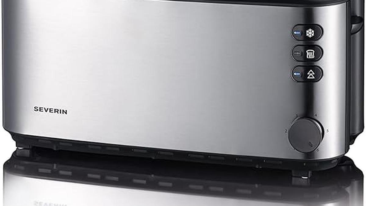 Tostapane 4 Fette Lunghe Severin 1400W Acciaio Inox Nero Argento AT 2509