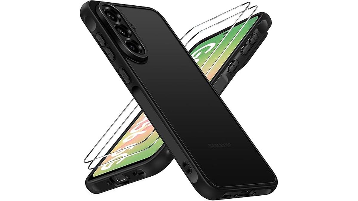 iVoler Custodia Opaca con Vetro Temperato per Samsung Galaxy A56 5G Antiurto Grado Militare Sottile Nero