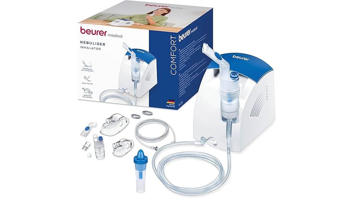 Beurer Aerosol Compressa IH 26 Nasale Completo Bianco Blu 16.6×14.8×14.1cm