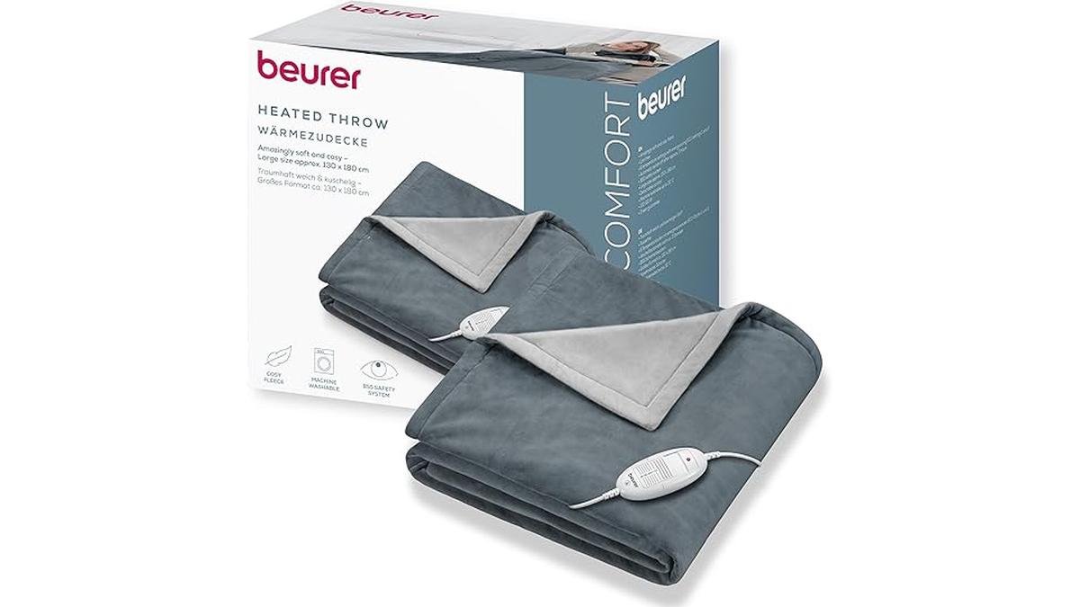 Beurer HD 75 Coperta Termica Lavabile 6 Livelli Grigio Scuro 180×130 cm