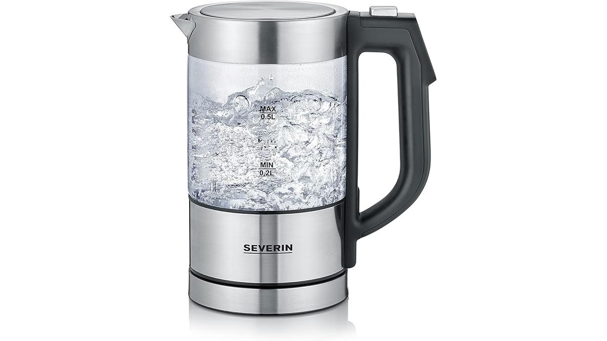 Bollitore Elettrico SEVERIN 0,5L 1100W Digitale Regolazione Temperatura Filtro Anticalcare Inox Vetro WK 3458