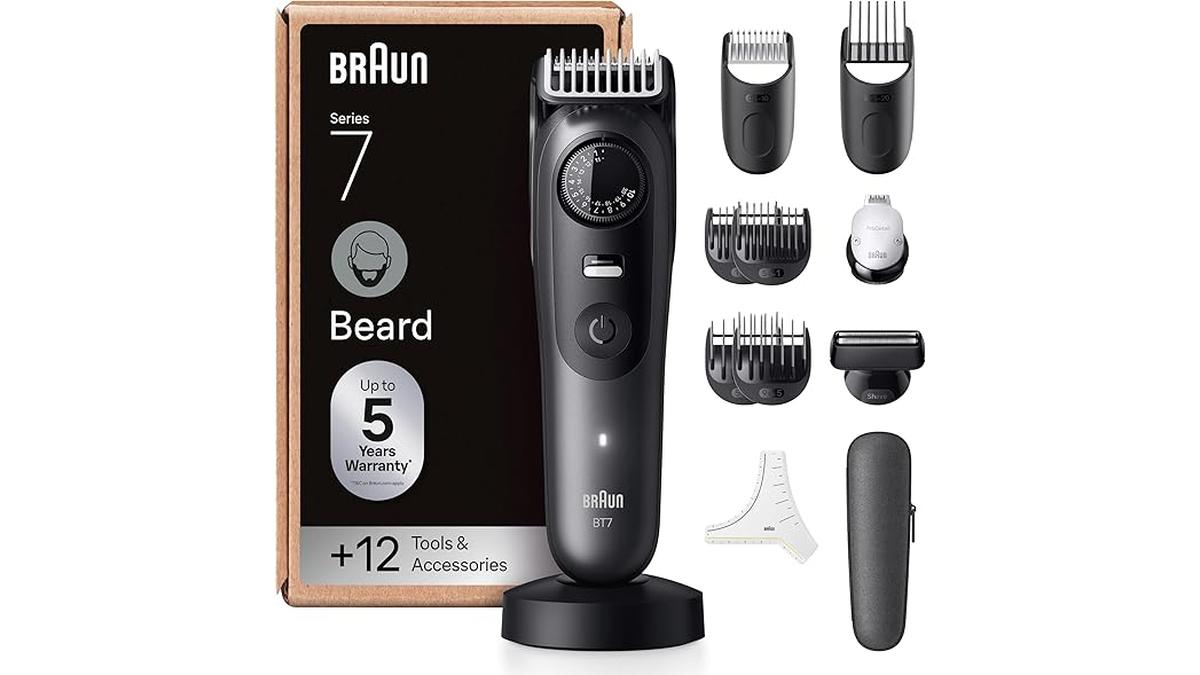 Braun Regolabarba Series 7 Uomo 12 Strumenti Lama ProBlade 120 Minuti Autonomia 40 Lunghezze BT7545 Grigio