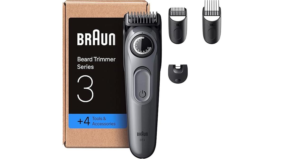 Braun Regolabarba Uomo BT3525 Rasoio Elettrico 50 Min Utilizzo 40 Lunghezze Grigio