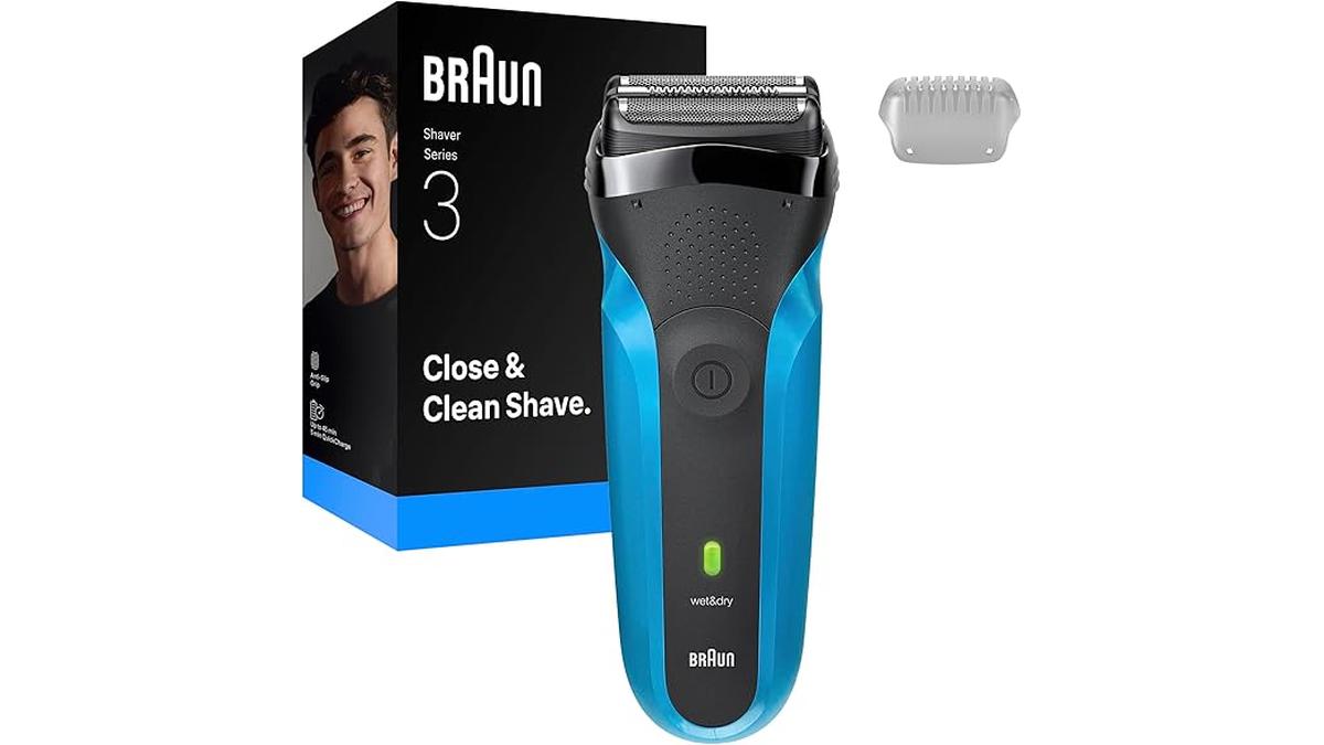 Braun Serie 3 Rasoio Elettrico Wet&Dry Regolabarba Uomo 310S Blu