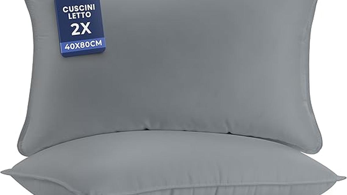 Cuscini Letto Utopia Bedding Set di 2 40×80 cm Fibra di Poliestere Grigio