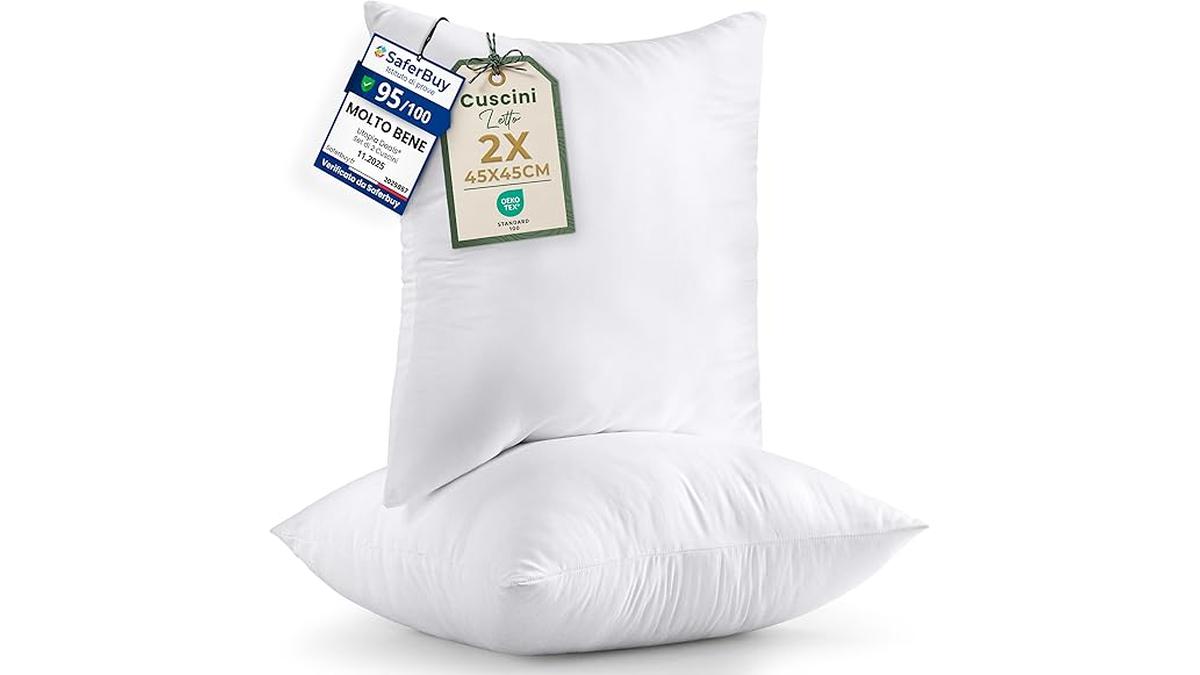 Cuscini Utopia Set da 2 45x45cm Imbottiti Bianchi per Divano
