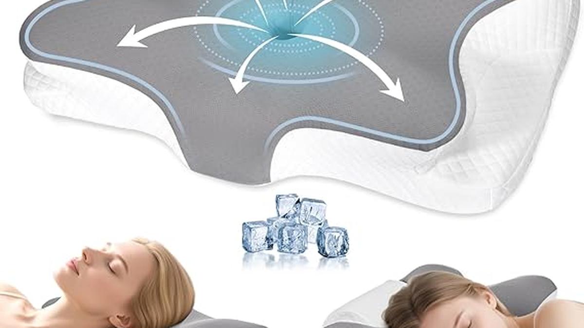 Cuscino Cervicale Ergonomico 2 in 1 Memory Foam con Federa Lavabile 61x41x12cm