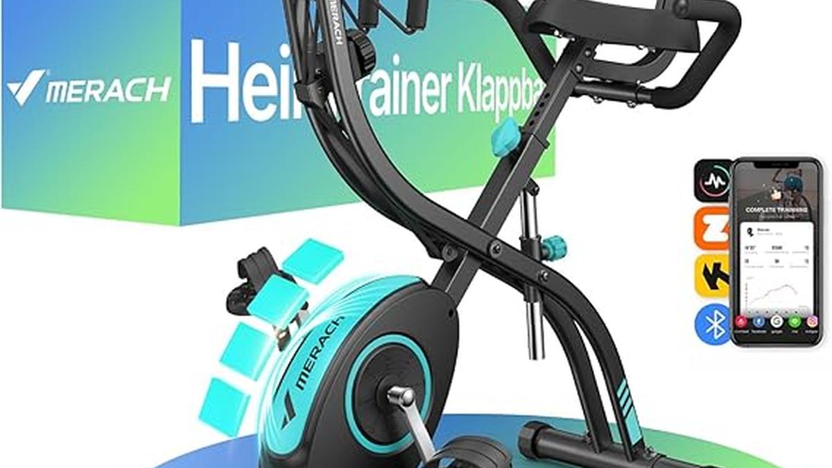 Cyclette Pieghevole 4in1 MERACH con App Silenziosa e Resistenza Magnetica