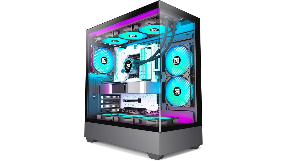 “FOIFKIN F1 Case PC ATX Mid-Tower Gaming Ventola 5 PWM ARGB Vetri 270° Type-C Nero”