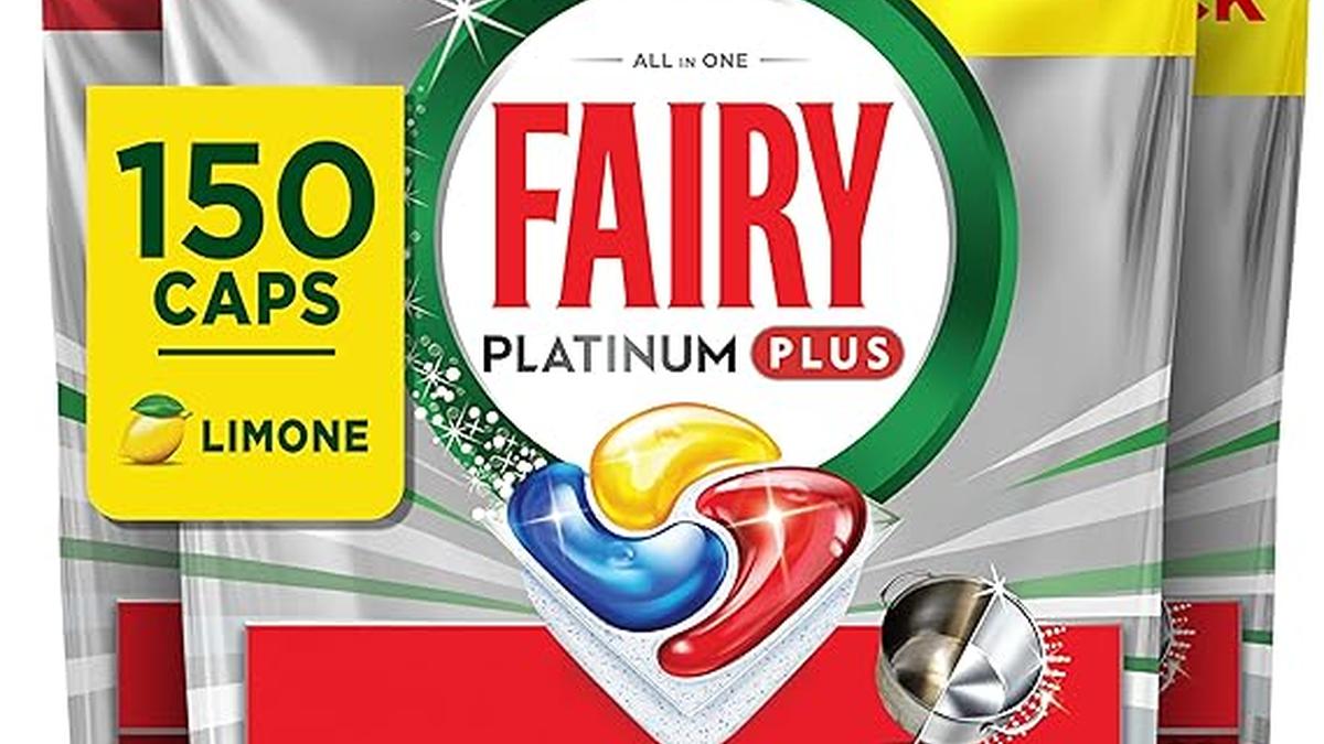 Fairy Platinum Plus Capsule Lavastoviglie Limone 150pz Detersivo Anti-Opaco Grasso Incrostazioni Brevi