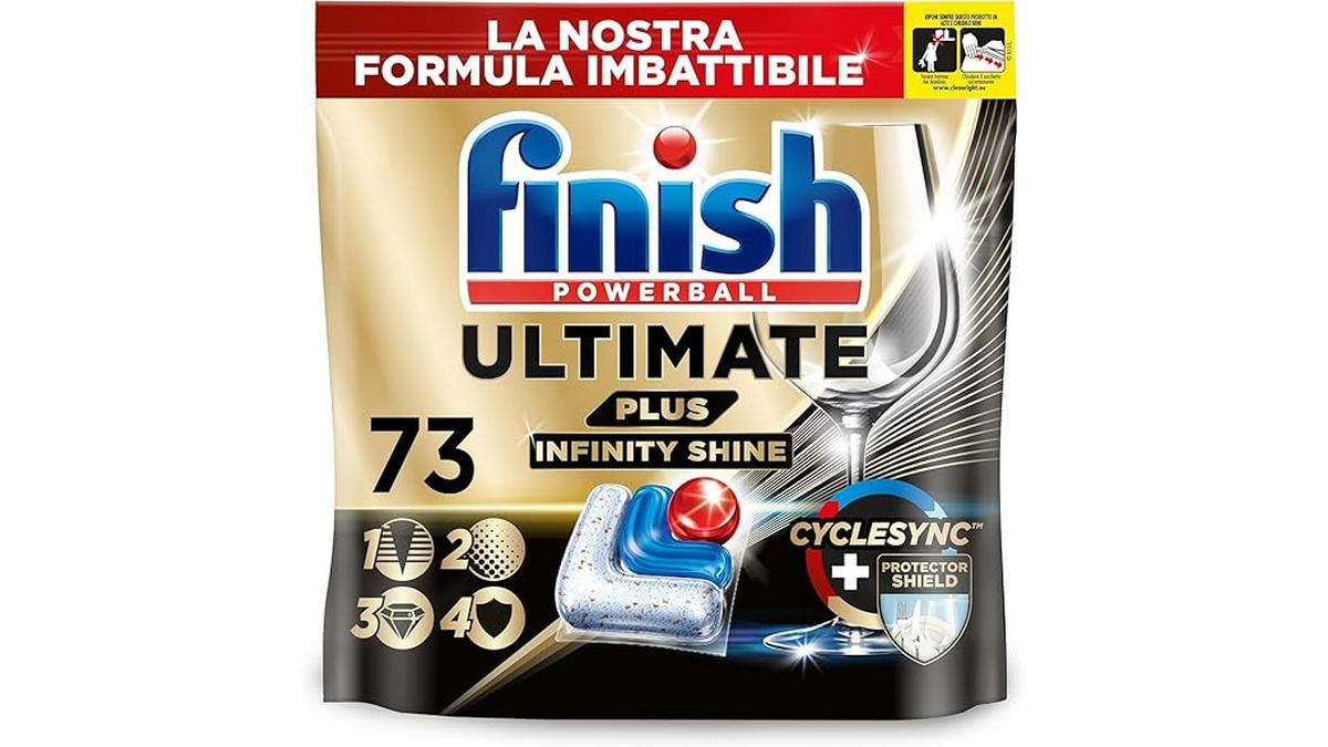 Finish Ultimate Plus Infinity Shine 73 Capsule Lavastoviglie con Scudo Protettivo