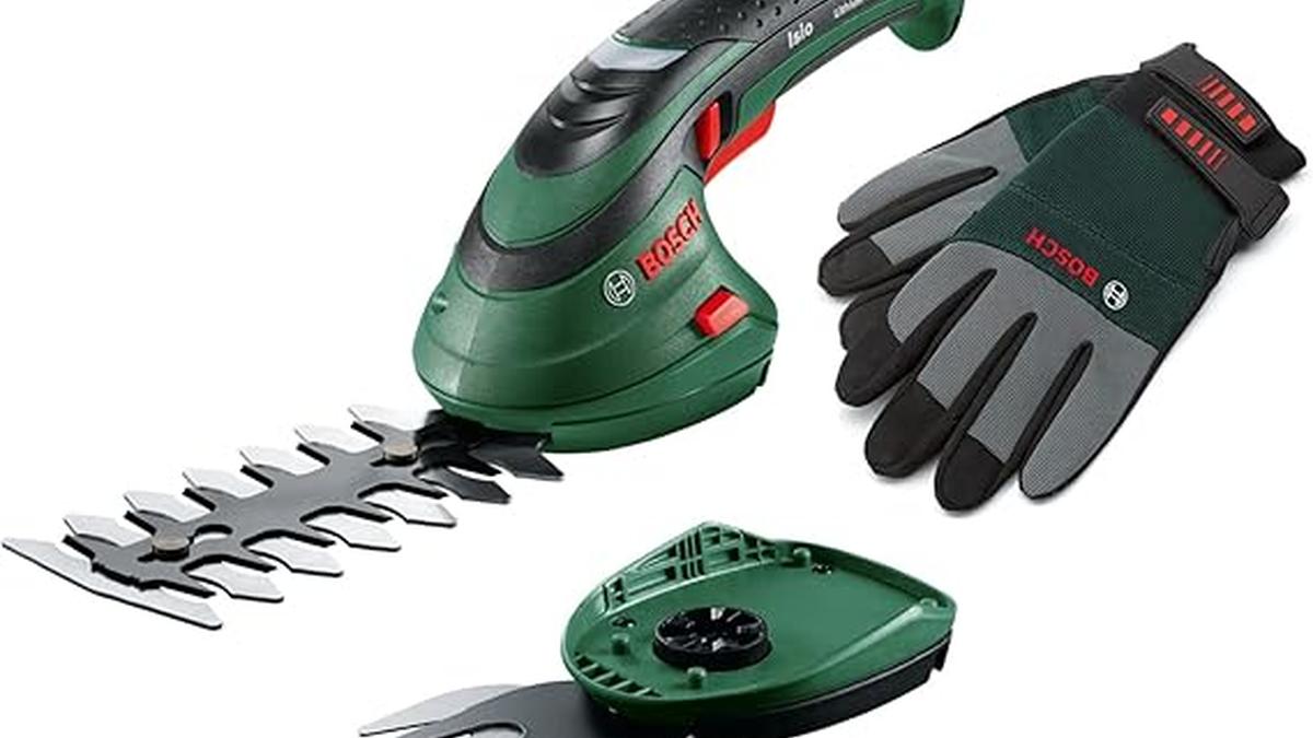 Forbici da Giardino Bosch Isio 3.6V Lama 12cm Guanti XL Inclusi
