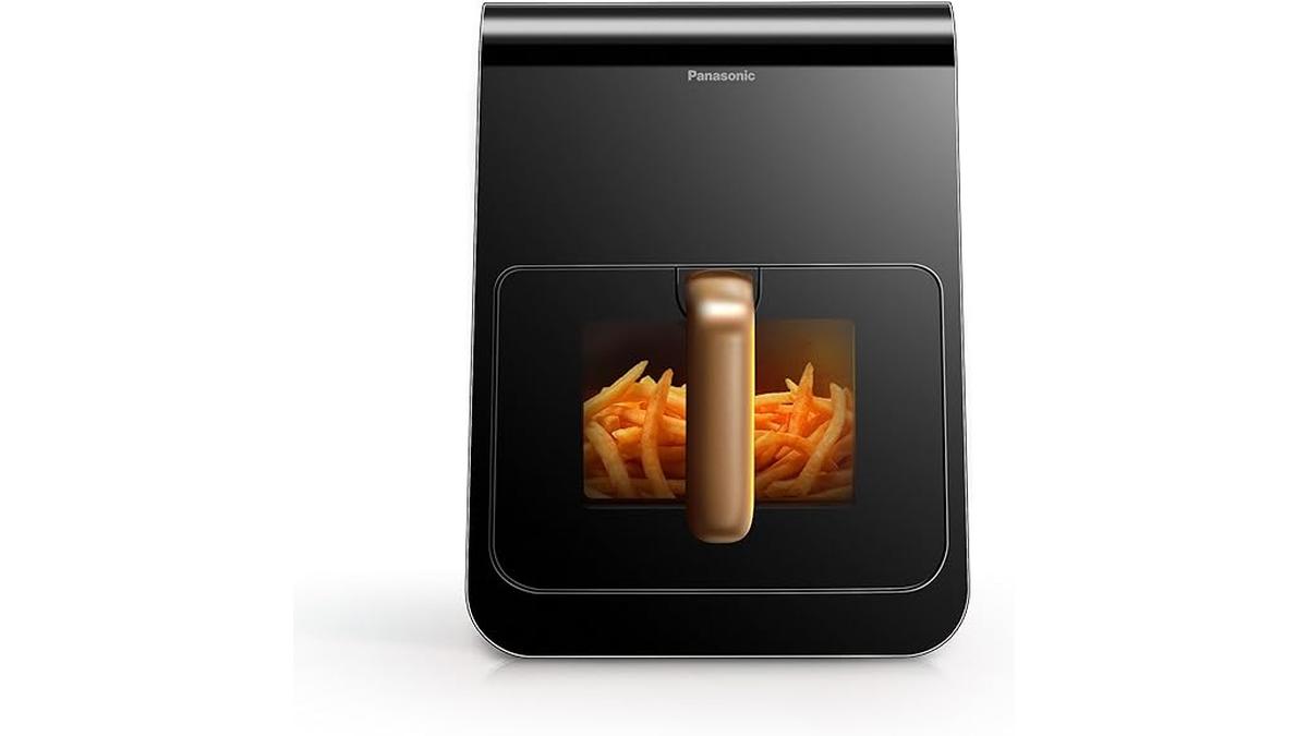 Friggitrice ad Aria Panasonic NF-CC600AXE 6L con Finestra Trasparente Timer Digitale Vapore Delicato 11 Programmi Facile Pulizia