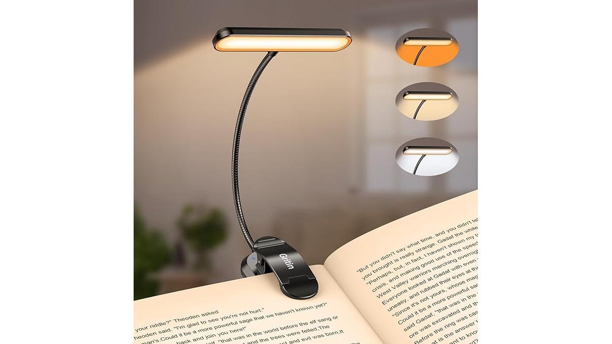 Gritin Lampada da Lettura Ricaricabile 19 LED 3 Temperature 5 Luminosità Flessibile 360°