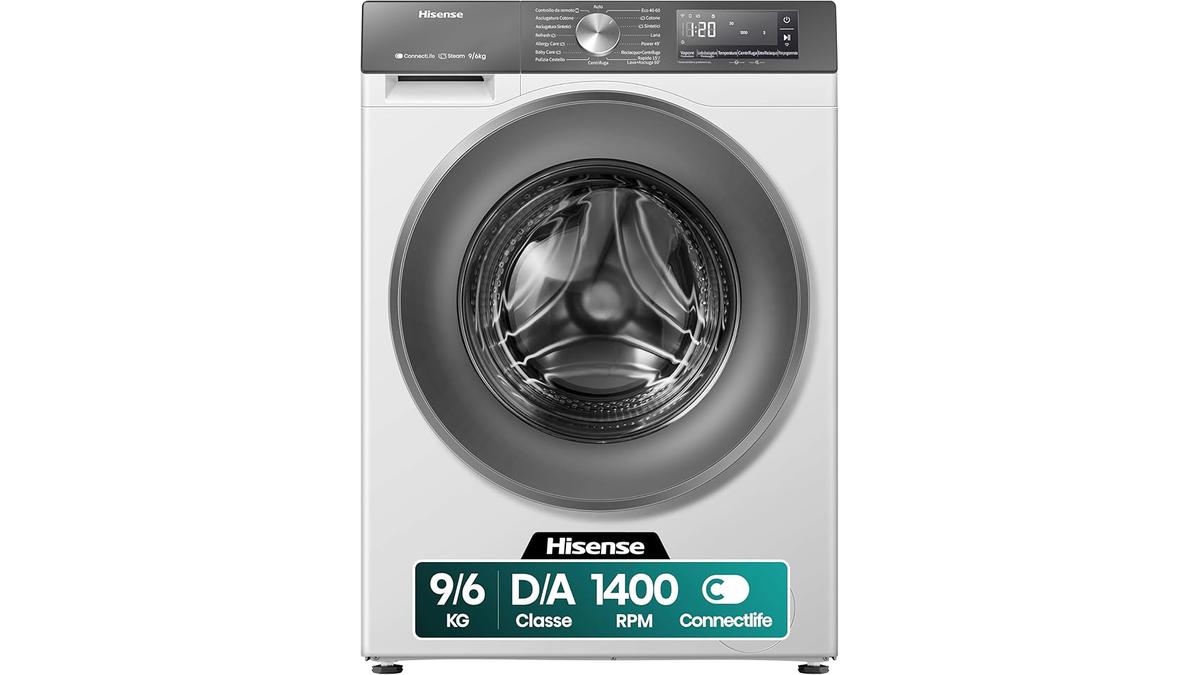 Hisense Lavasciuga 9Kg6Kg WiFi Inverter 1400rpm Vapore A-30% D Grigio