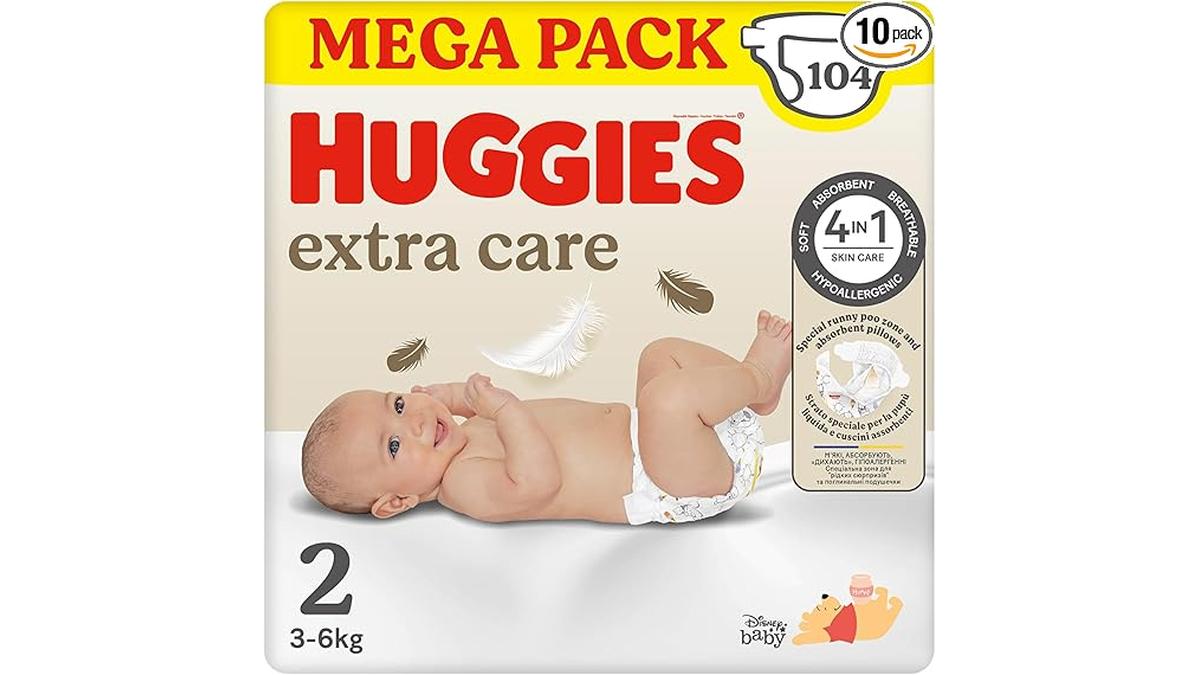 Huggies Extra Care Pannolini Taglia 2 Disney Ultra Assorbenti Mega Pacco 104 Pz