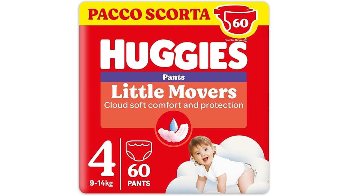 Huggies Little Movers Pannolini Mutandina Taglia 4 Ultra Assorbenti 60 Pz