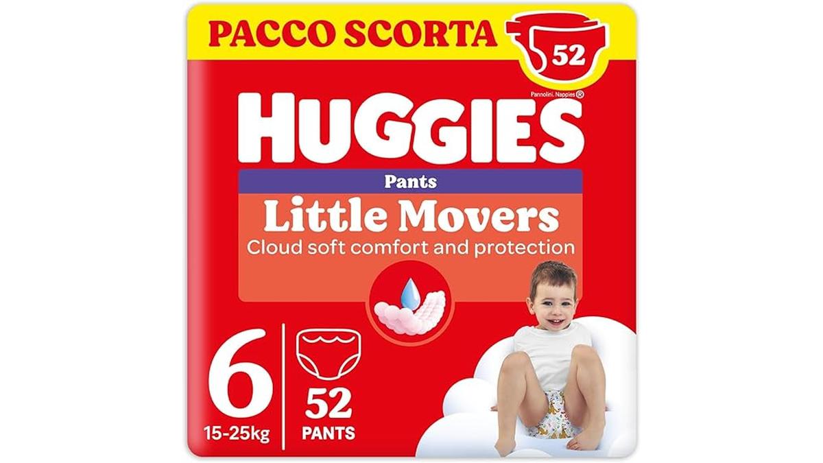 “Huggies Little Movers Pannolini Mutandina Taglia 6 Ultra Assorbenti 52 Pz”