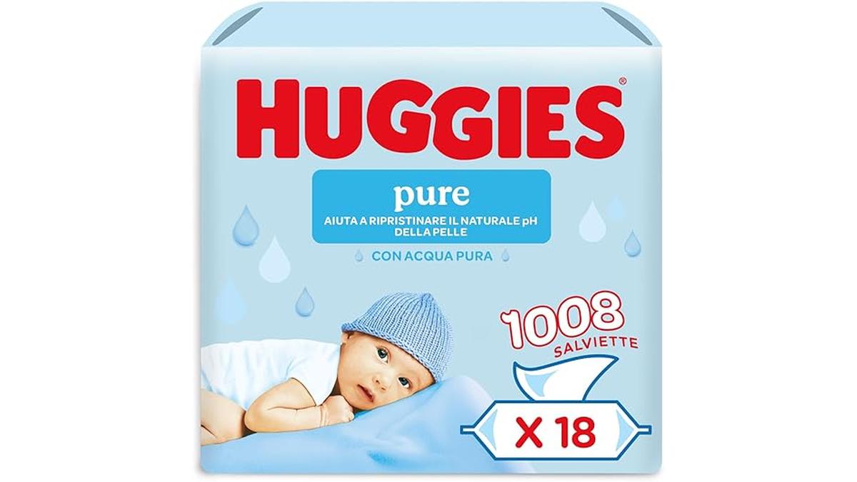 Huggies Pure Baby Salviette Neonati 99% Acqua Delicate 1008 Pz