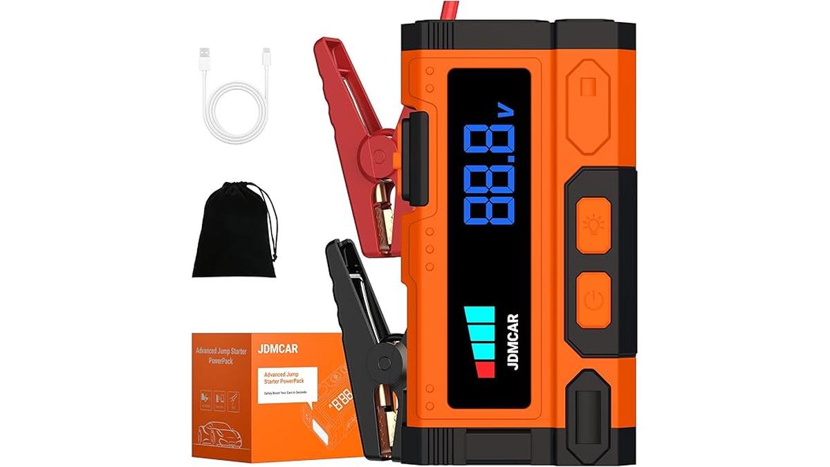 JDMCAR Booster Auto 7000A Starter Portatile LED LCD Emergenza Fino a 9.0L Benzina 8.5L Diesel