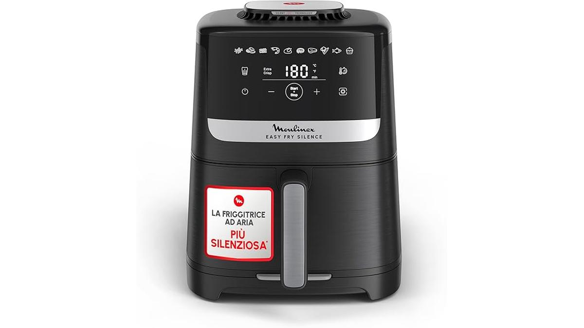 Moulinex Easy Fry Silence 5L Friggitrice Aria Silenziosa 1670W 10 Programmi Touchscreen Nera EZ5528