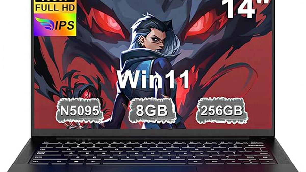 Notebook 14 Pollici Win11 Celeron N5095 8GB RAM 256GB SSD 5G WiFi QWERTY Nero Metallo FHD