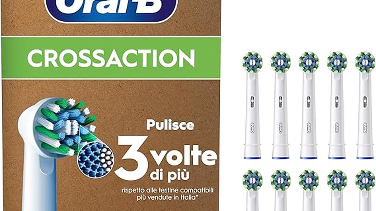 “Oral-B Cross Action Testine Ricambio Spazzolino Elettrico 10 Pezzi Pulizia Profonda”