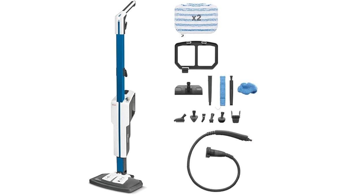 Polti Vaporetto SV620 Scopa a Vapore 1500W Pulitore Portatile 15 Accessori Blu Bianco