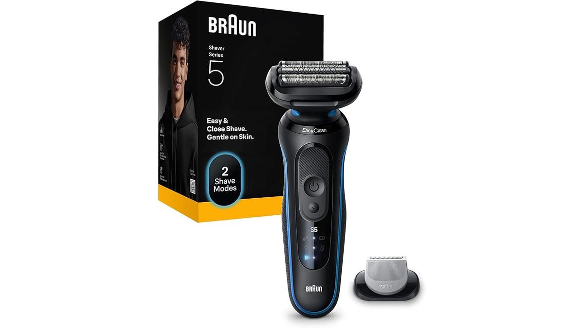 Rasoio Elettrico Braun Serie 5 Wet&Dry Regolabarba Uomo 52-B1600S Impermeabile 50 Minuti Utilizzo
