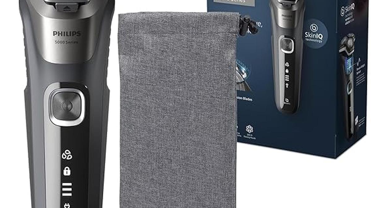 Rasoio Elettrico Philips S5000 Wet Dry Grigio Carbonio S5887/13 con Rifinitore Astuccio e Supporto