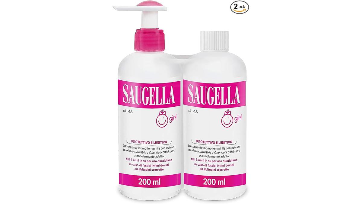 Saugella Girl Detergente Intimo Delicato pH 4.5 Malva Calendula 200ml x2