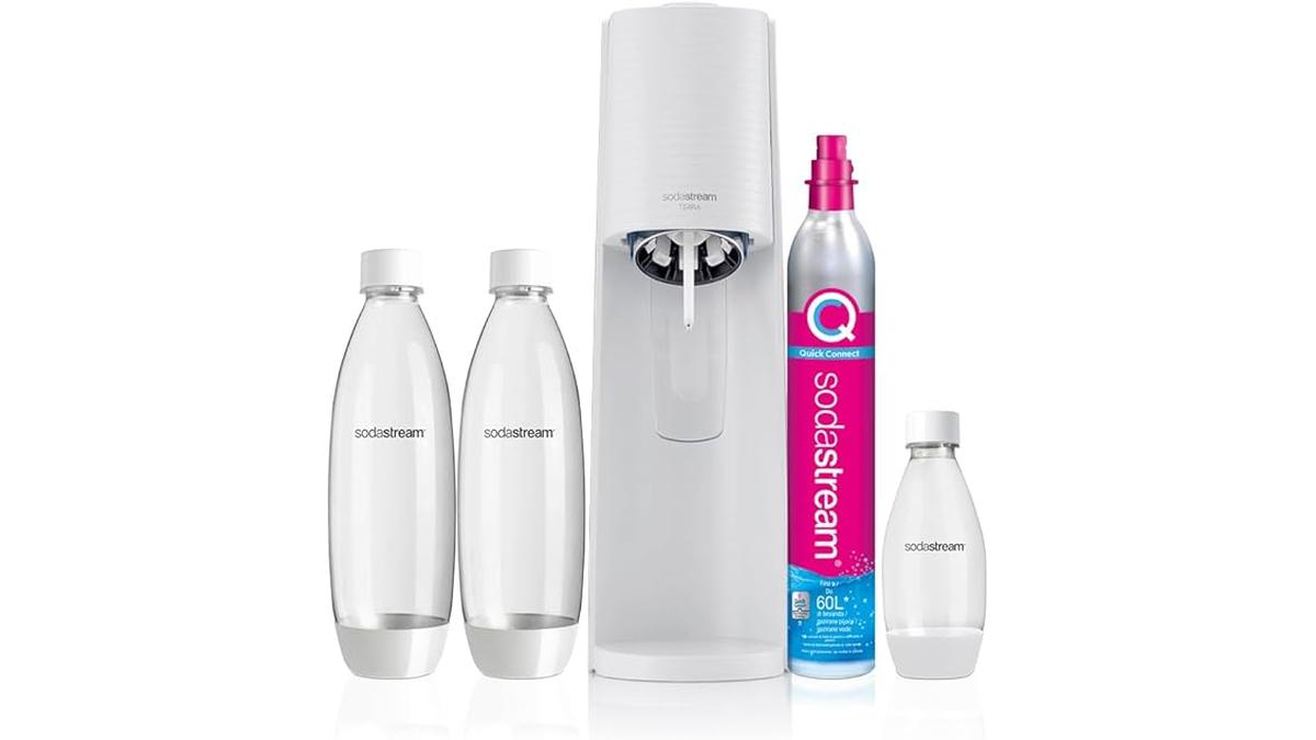 SodaStream Terra Megapack Bianco Gasatore Acqua Frizzante con Cilindro e 3 Bottiglie