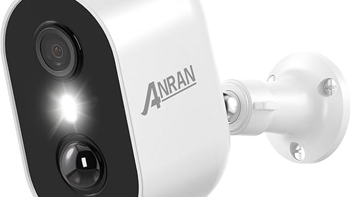 Telecamera Wi-Fi Esterno ANRAN 2K Batteria Senza Fili Visione Notturna Impermeabile Audio Bidirezionale Supporto Alexa C2 Bianco