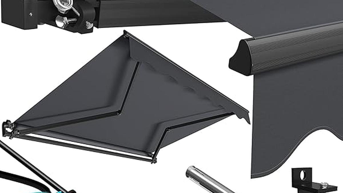 Tenda Sole Pieghevole Bracci Morsetto Supporto Parete 300x250cm Antracite