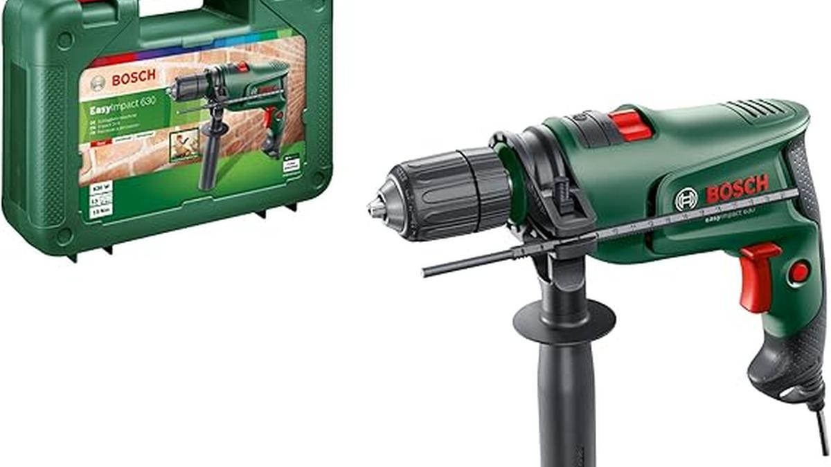Trapano Elettrico a Percussione Bosch EasyImpact 630 Verde 630W in Valigetta