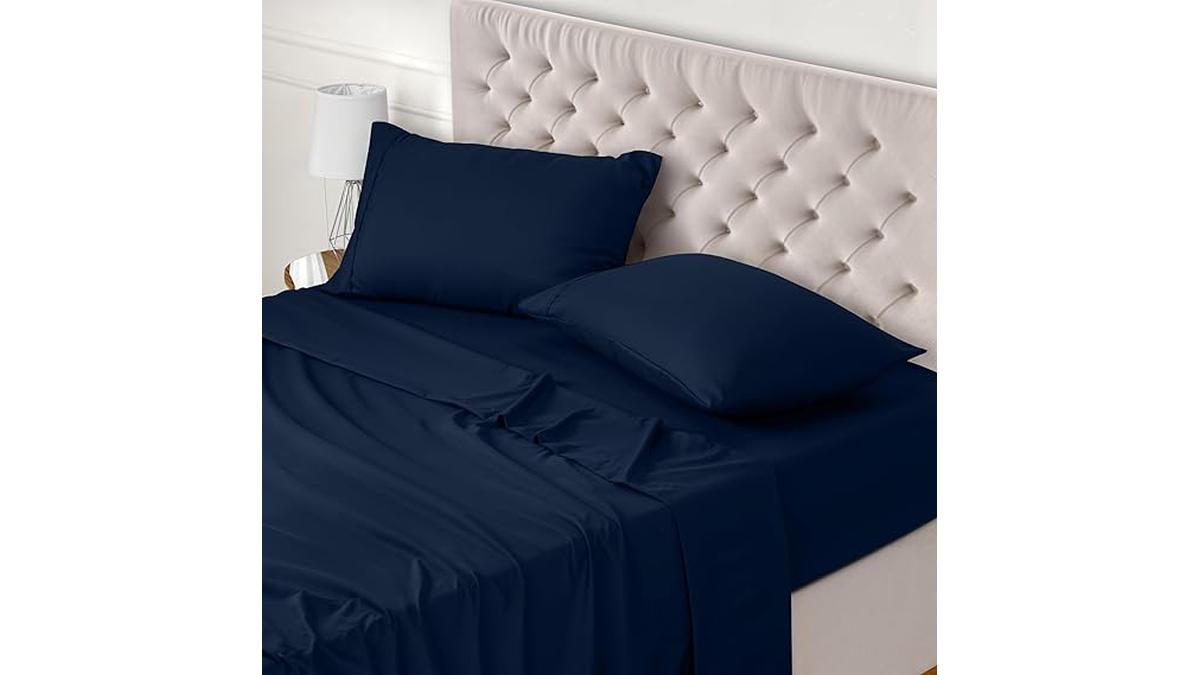 Utopia Bedding Set Lenzuola Matrimoniali 4 Pezzi Microfibra Oeko-Tex Blu Navy 180×200 cm