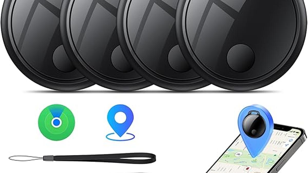 Air Tracker Tag 4 Pezzi Bluetooth GPS Trova Oggetti Compatibile iOS Localizzatore Batteria Sostituibile