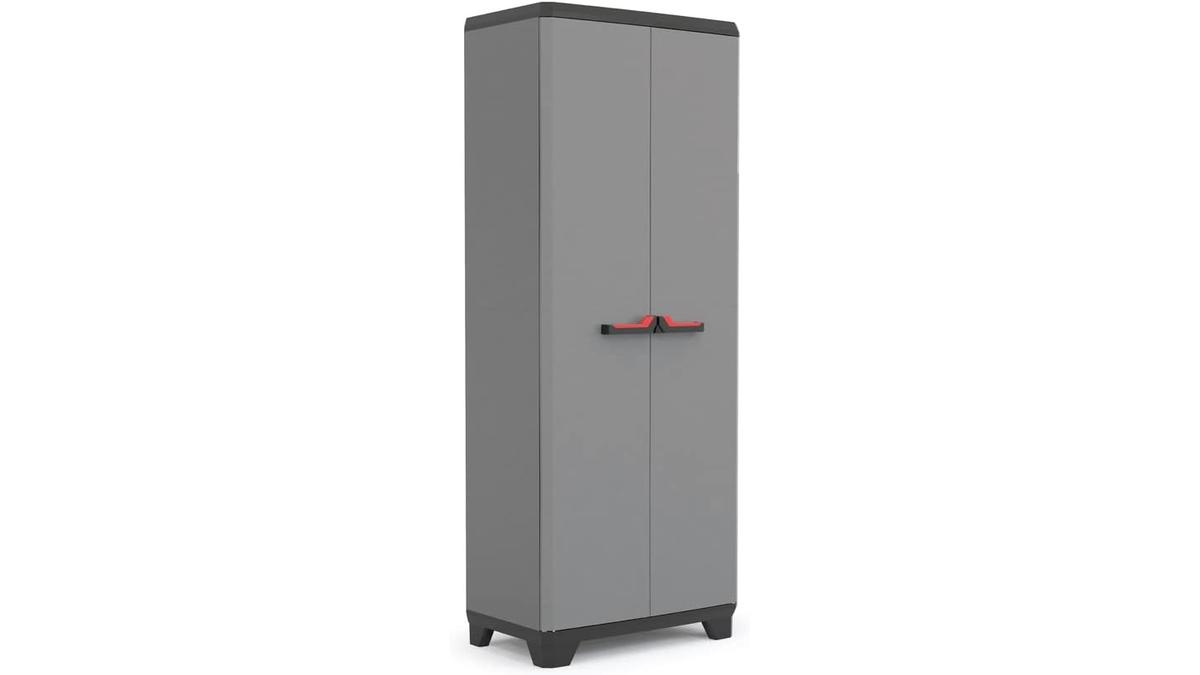 Armadio Portascope Keter Stilo 3 Ripiani Regolabili Grigio e Nero 68x39x173 cm