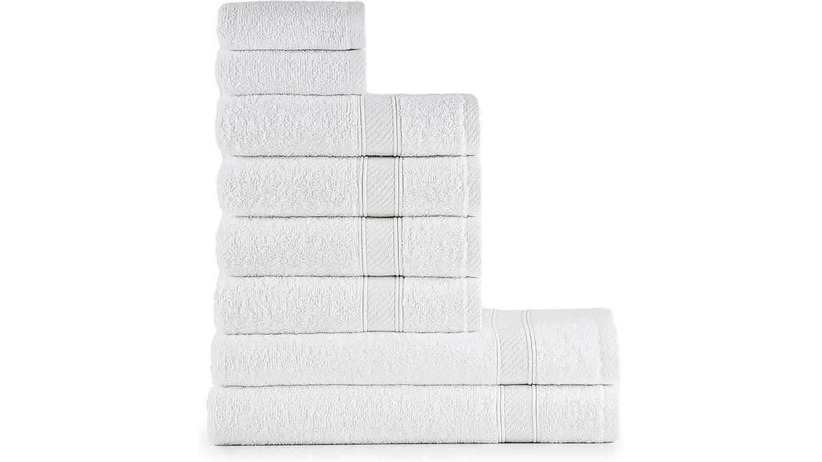 Asciugamani Bagno Bianchi Set 100% Cotone 2 Teli Doccia 4 Asciugamani 2 Ospiti Morbidi Assorbenti