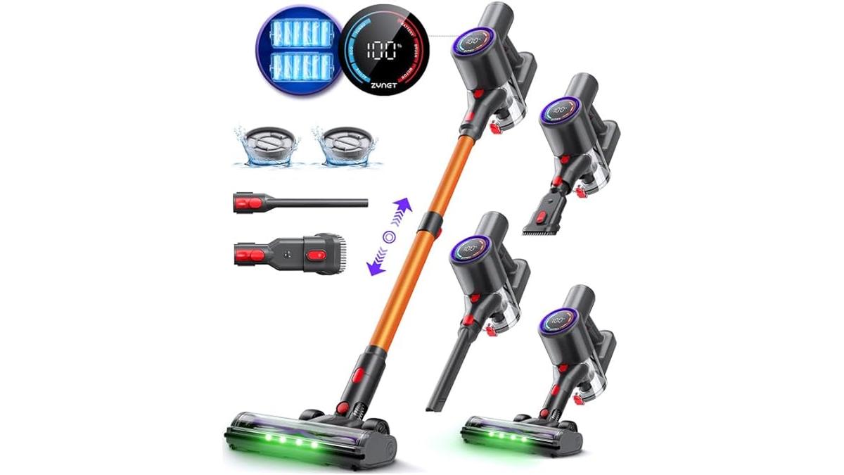 Aspirapolvere Senza Fili DP2 Doppia Batteria 45KPa 60Min 500W LED Autoportante per Animali Tappeti e Pavimenti