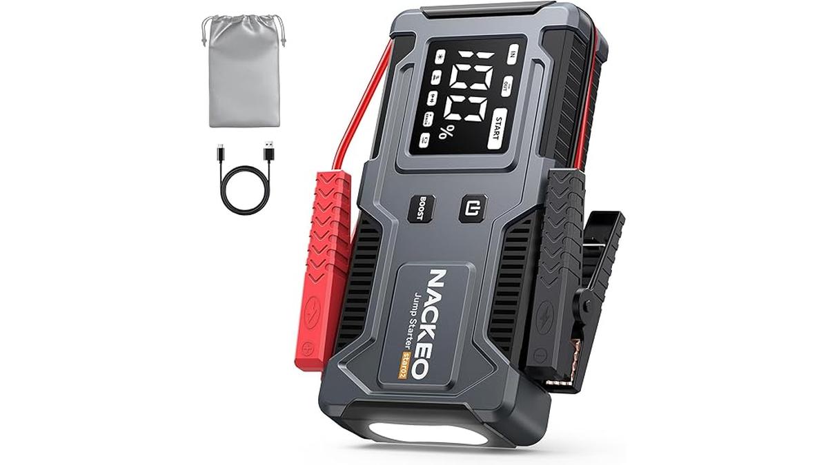 Avviatore Batteria Auto 6000A Emergenza Portatile Jump Start Cavi Integrati Torcia LED Ricarica Rapida