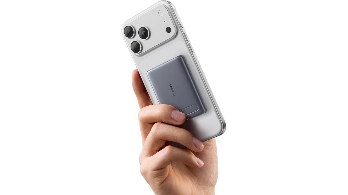 Baseus Mini Power Bank 5000mAh 20W Magnetico Qi2 per iPhone 17/16/15/14/13/12 Pro Max Grigio